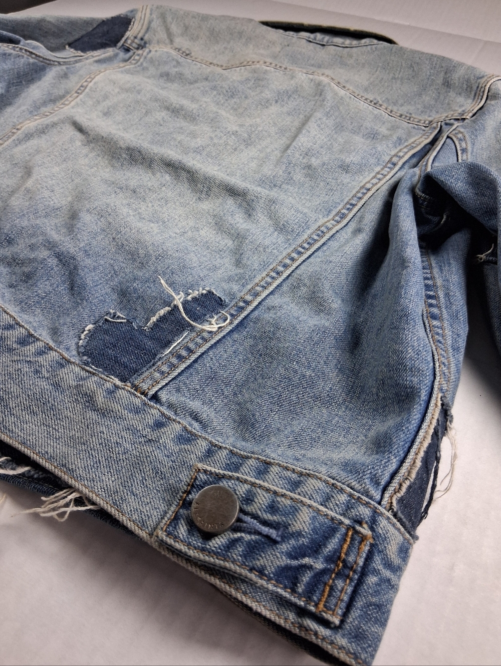 Allsaints Y2K Distressed Jean Jacket Womens Size U.S-8 - Picture 13 of 16